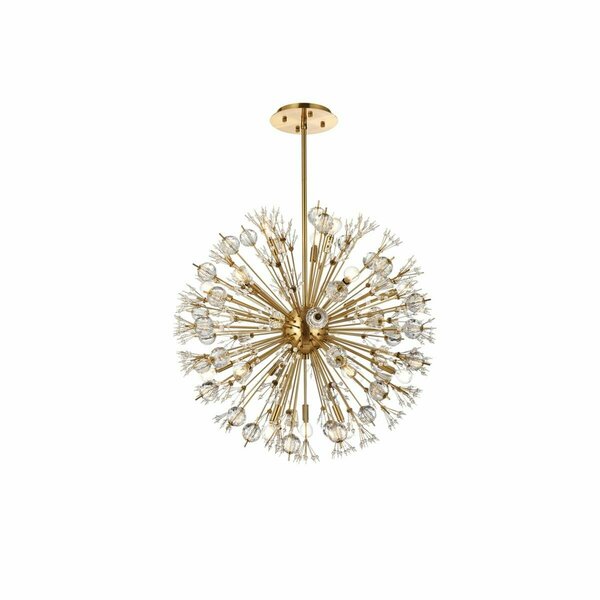 Daybreak 32 in. Vera Crystal Starburst Round Pendant Gold DA3479961